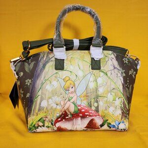 Loungefly Disney Peter Pan Tinker Bell Mushroom Forest Green Satchel HandBag NEW
